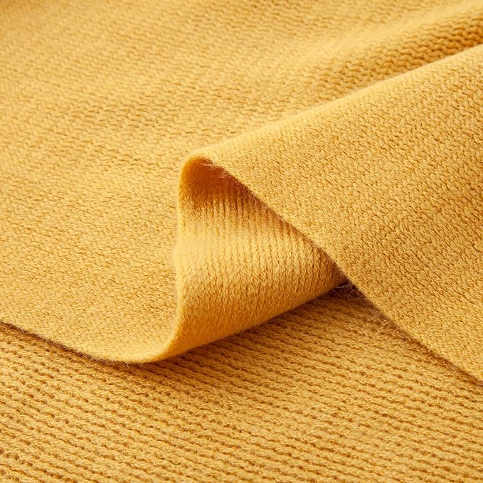 Vonty Mustard Yellow Knitted Throw Blanket with Tassels, 50x60 Acrylic | Super Soft And Lightweight, Year-Round Cozy Warmth, Farmhouse Decorative Style, Machine Washable, for Couch, Sofa or Bed