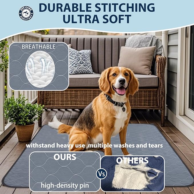 Bunlitent Washable Pee Pads 39" x 39", 3 Pack, Grey, Whelping pad | Reusable, Fast Absorbent, Waterproof, Anti-Slip, For Whelping, Training, Incontinence & Potty, For Dog Playpen, Crate, Car