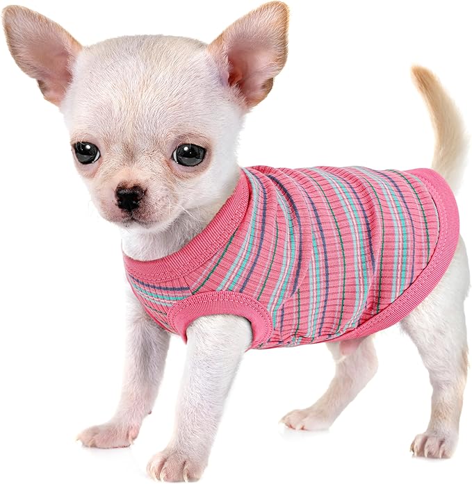 Elevate Your Pet's Comfort and Fashion: Premium 100% Cotton Rib Dog Shirt Vest for Small Breeds Like Chihuahuas, Yorkies, and Puppies .Year-Round Style with Tank-Style Puppy Attire Pink X-Large