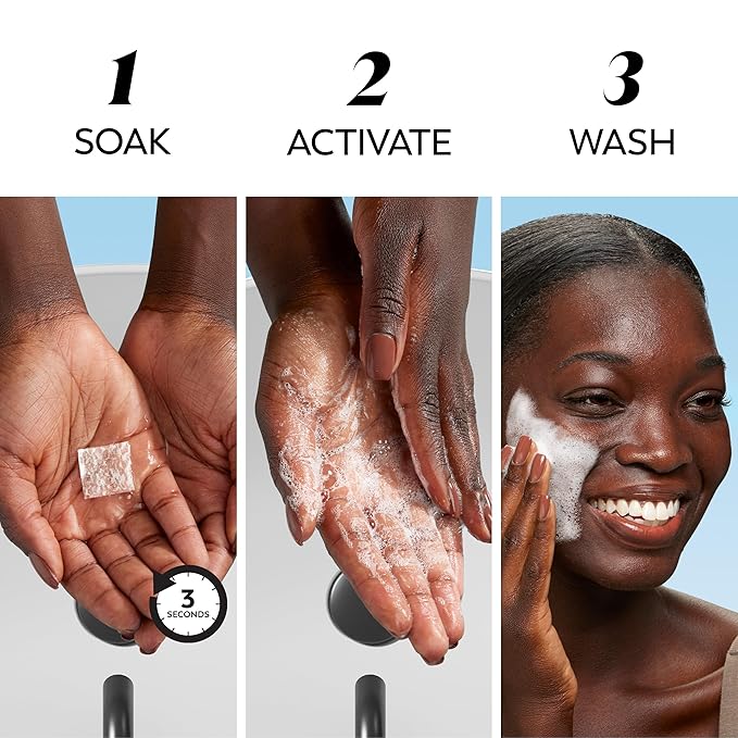 Olay Face Wash, Hyaluronic Acid Cleansing Melts, Fragrance-Free, Daily Use Gentle Cleanser, For All Skin Types, Travel Size, Water-Activated to Clean, Tone, and Refresh(32ct), (Pack of 4)