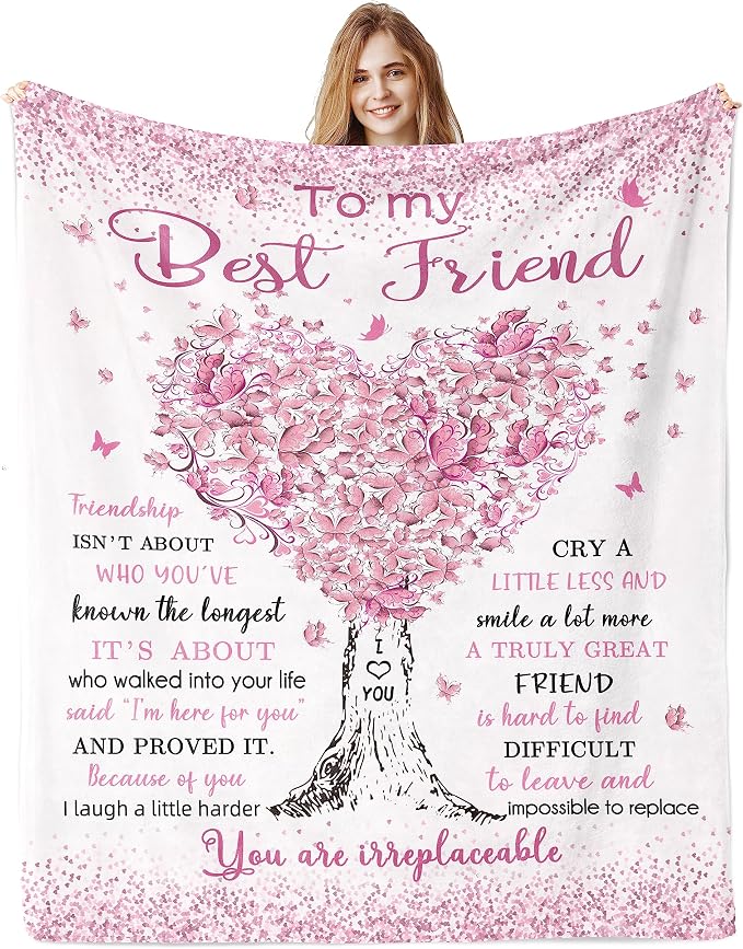 Best Friend Birthday Gifts for Women, Gifts for Best Friend Woman, Bestie BFF Soul Sister Graduation Gift Ideas for Women Blanket 60"x 50", Friendship Unique Gifts
