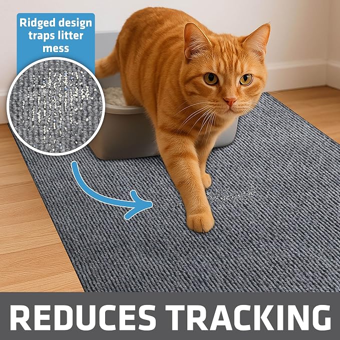 Drymate Cat Litter Box Mat, Litter Trapping Mat, Grey, 20x28 | Waterproof, Urine-Proof, Absorbent, Machine Washable, Soft on Paws, Contains Mess, Protects Floors, Kitten Supplies, USA Made