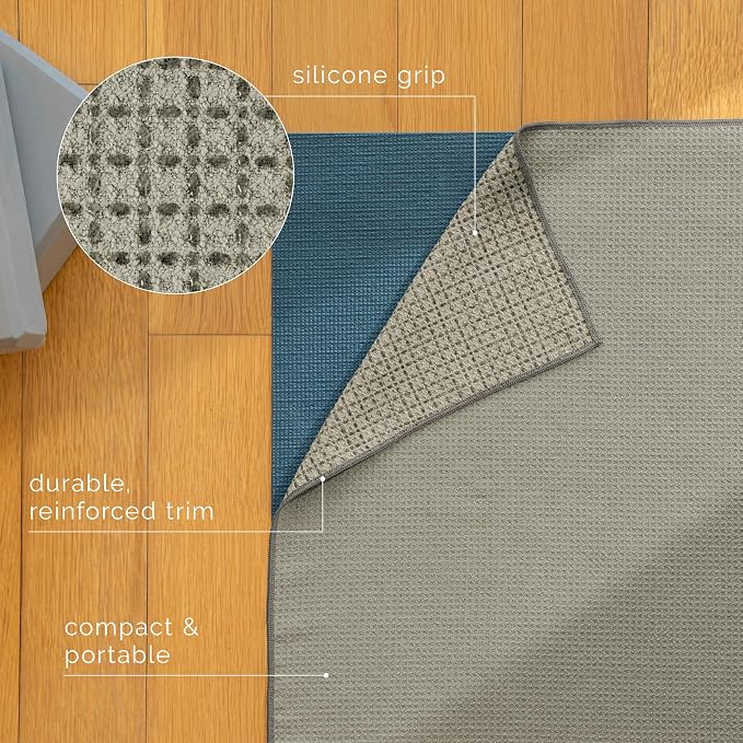 S&T INC. Aura Yoga Mat Towel with Non-Slip Grip, Enhanced Silicone Grip, Soft and Absorbent for Gym, Pilates, and Hot Yoga Mat, 2 Pack, 24 inches x 72 inches, 340GSM, Grey
