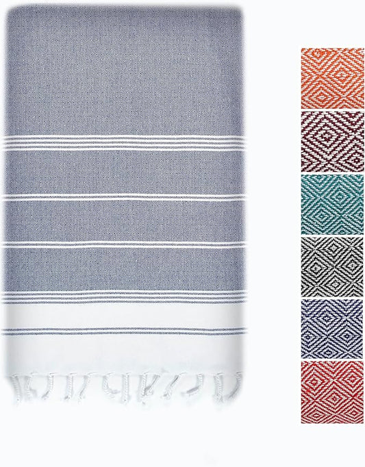LANE LINEN Turkish Beach Towels, Extra Large Beach Towel, Pre-Washed for Soft Feel, Oversized Sand Free Quick-Dry Pool Towel, Beach Towels for Adults, 39"x71" - Navy Blazer