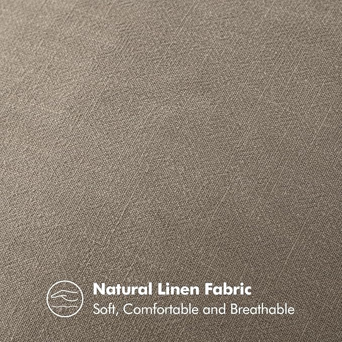 MIULEE Decorative Linen Euro Sham Pillow Covers 24x24 Inch Tan Taupe | Boho Farmhouse Neutral Couch Throw Pillows for Bed, Pack of 2 Accent Modern Pillowcases, Sofa Livingroom Home Decor