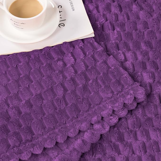 Bnuitland Purple Flannel Throw Blanket (50X70 inches), 300 GSM Fleece Cozy Warm Soft Home Decor Lightweight Bed Sofa Blanket for Adults, Suitable for All Seasons.