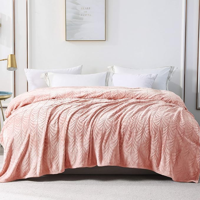 Whale Flotilla Soft Flannel Fleece King Size Bed Blanket, Pink | Cozy Lightweight Breathable Coverlet, Plush Fluffy Bedspread, Vintage Pattern Decorative Blanket for Bed All Season, 90"x104"