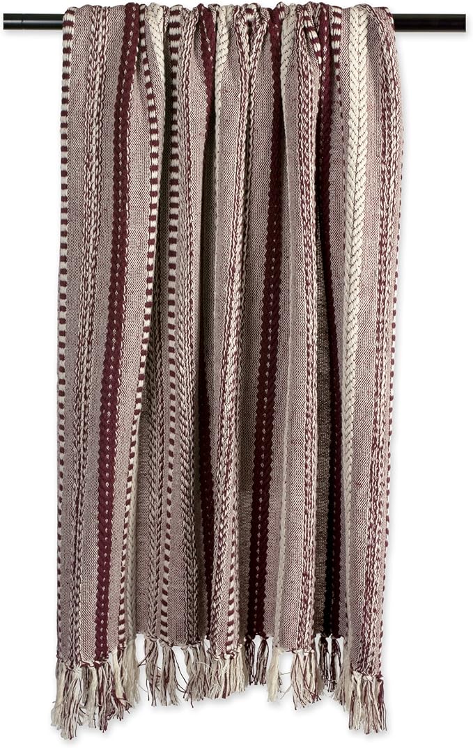 DII Braided Striped Decorative Throw Blanket, 50x60, BlackBerry