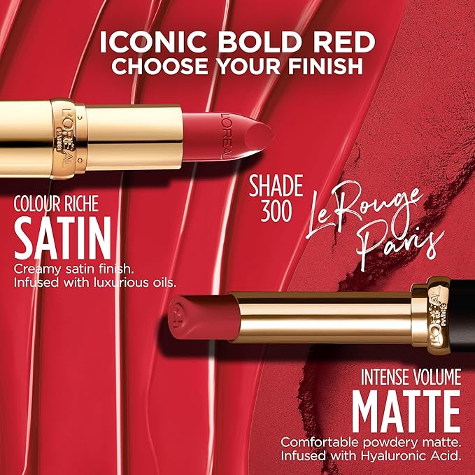L'Oreal Paris Colour Riche Original Creamy, Hydrating Satin Lipstick with Argan Oil and Vitamin E, le rouge paris , 1 Count