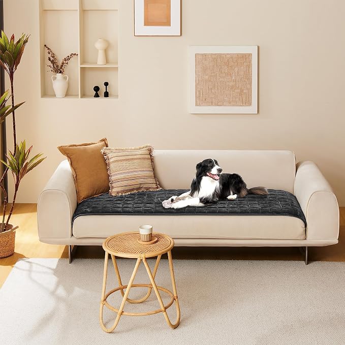 Allisandro Waterproof Dog Blanket,Thick and Non Slip Dog Bed Sofa Cover Pet Mat for Couch Sofa Bed Furniture & Small, Medium, Large Dogs, Grey, 32 x 73 Inches