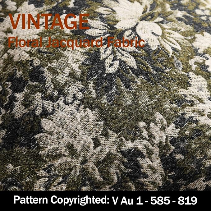 Pack of 2 Vintage Floral Euro Sham Covers 26x26 Boho Farmhouse Accents Chenille Square Decorative Throw Pillow Cases for Living Room Couch Bed Home Decor, Olive Green