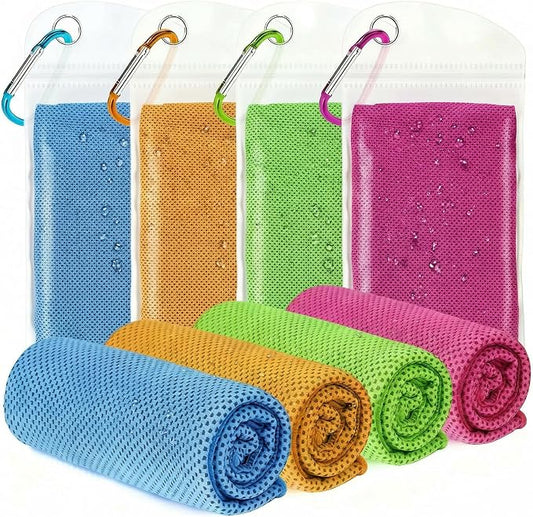4 Packs Cooling Towels for Neck and Face(40"x 12"), Cool Sweat Towels for Hot Weather, Lightweight Soft Breathable Towels for Yoga, Towels Sports, Workout, Running, Gym, Camping, Fitness