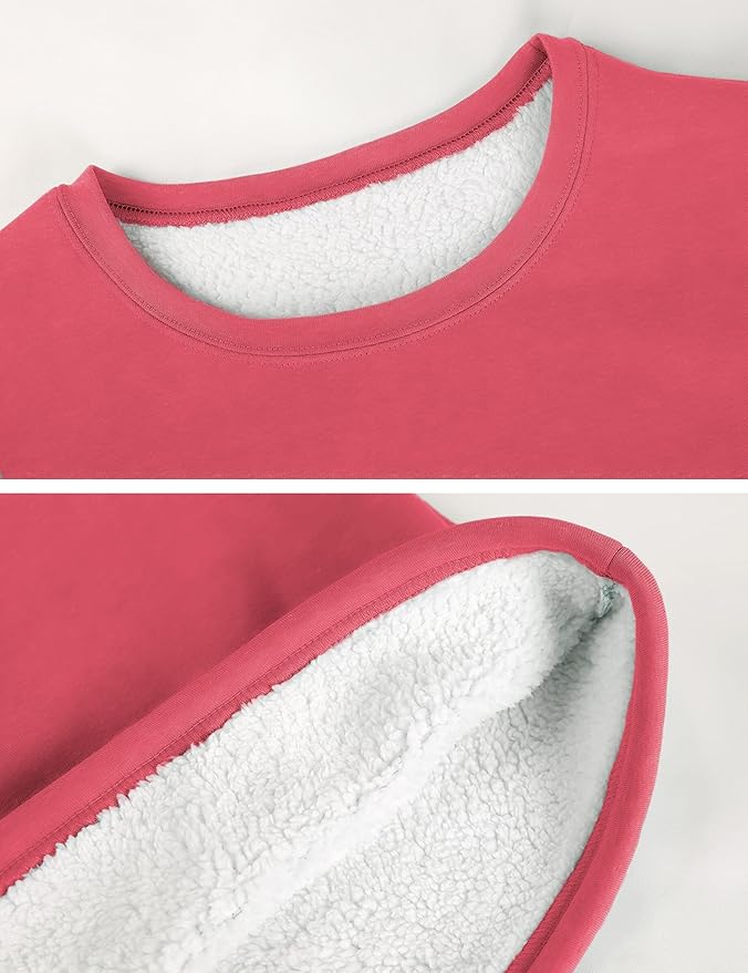 Yeokou Women Warm Sherpa Lined Fleece Crewneck Sport Sweatshirt Pullover Loungewear