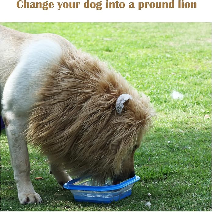 Lion Mane Wig for Dogs with Ears, Funny Pet Costumes for Halloween Christmas