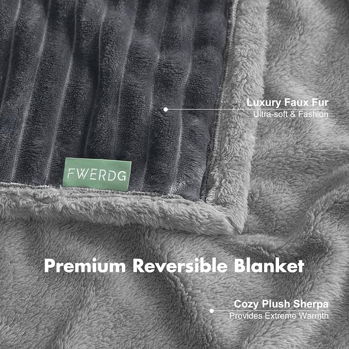 Waterproof Twin Blanket for Bed - Washable Large Dog Blankets for Bed Protector, Thick Cozy Fleece Calming Pet Blankets for Indoors & Outdoors, Dark Grey, 60"x80"