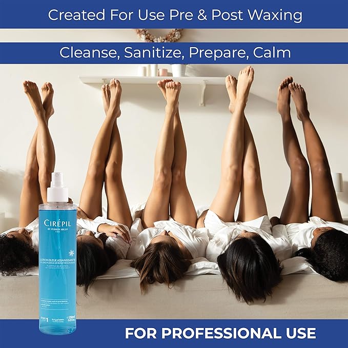 Cirepil - Purifying Blue Lotion - Pre & Post Wax Cleanser - Sanitizes & Soothes Skin to Prevent Breakouts - Natural Cornflower Water & Dragon’s Blood Formula - Pump Bottle, 250ml