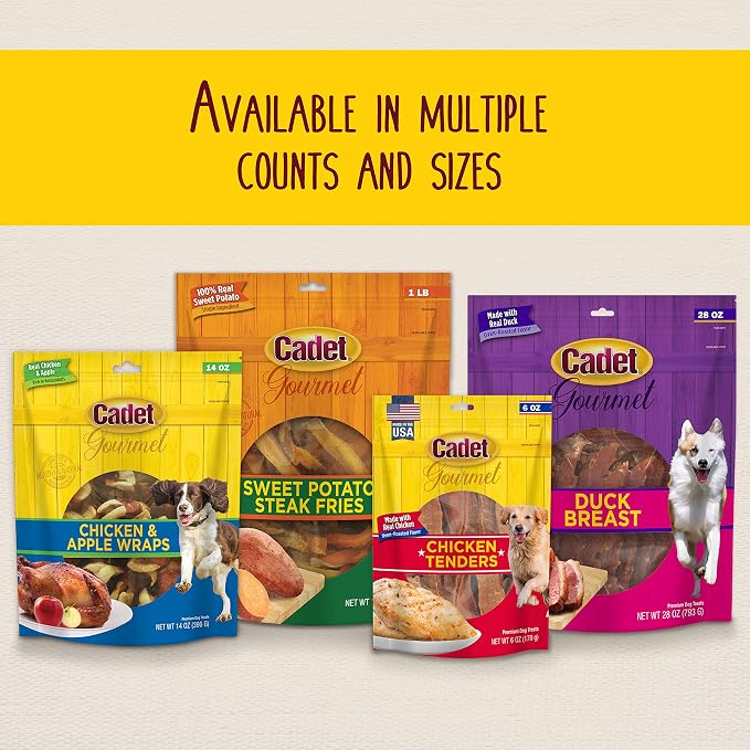 Cadet Gourmet Sweet Potato & Chicken Wrapped Biscuits Dog Treats, 14 oz | Real sweet potato & chicken, dog treats wraps, crunchy healthy dog treats, great for training, for small & large breeds