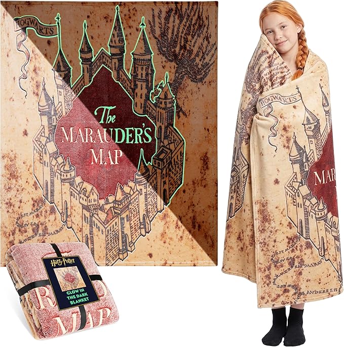 Harry Potter Gifts Glow in the Dark Blanket 51x59” for Kids Teens Adults, Soft Fleece Throw Blanket for Sofa, Bed, Warm Lightweight Cozy Gifts