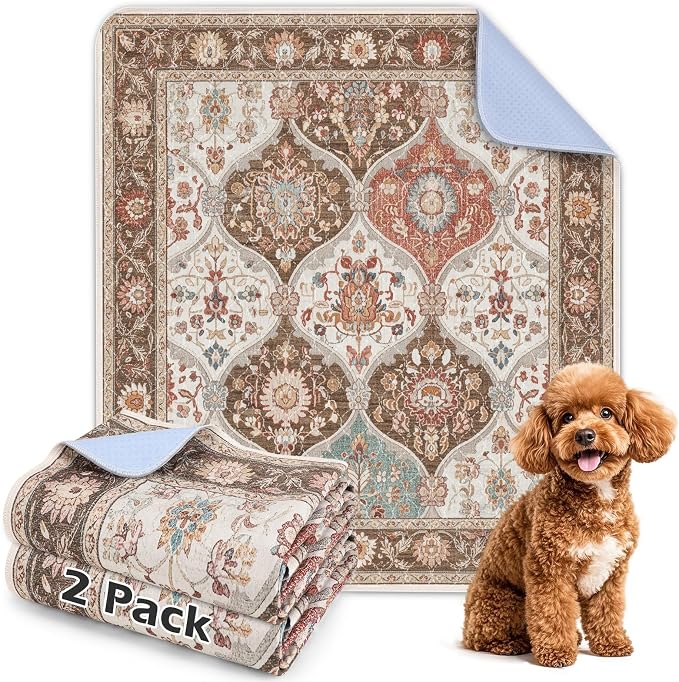 2PACK Washable Pee Pads for Dogs, Reusable Dog Pads Upgrade Non-Slip Dog Pee Pads Heavy Absorbency Puppy Pee Pads Quick Dry Whelping Pads/Waterproof Puppy Training Pad