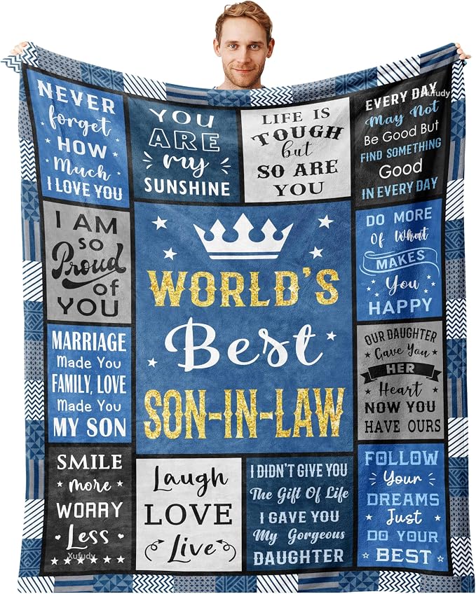 Son in Law Birthday Gifts for Son in Law from Mother in Law, Son-in-Law Blanket 60"x50"