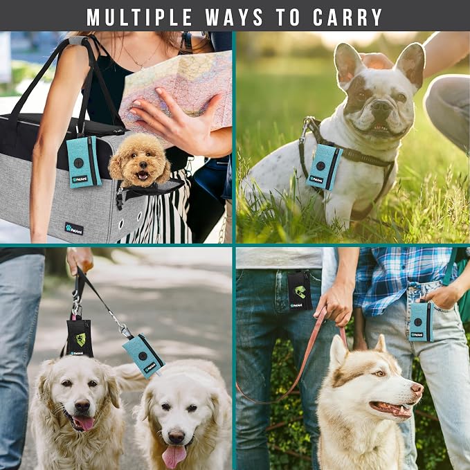 PetAmi Dog Poop Bag Holder for Leash, Pet Waste Bag Dispenser, Blue