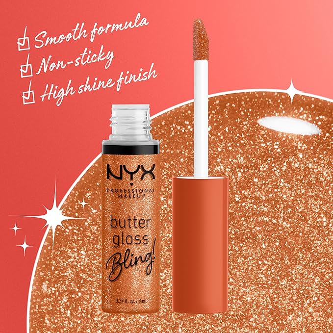 NYX PROFESSIONAL MAKEUP Butter Gloss Bling Lip Gloss, Non Sticky and Shiny Vegan Lip Makeup - Pricey
