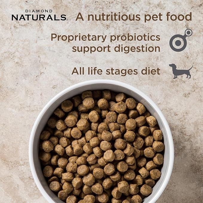 DIAMOND NATURALS Puppy, Adult & Senior Dry Dog Food, Chicken & Rice, 40lb | With Real Cage Free Chicken | Guaranteed Omega Fatty Acids for Skin & Coat Health | Probiotics for Digestive Support