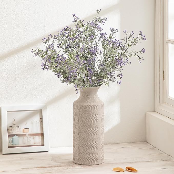 Ceramic Flower Vase, 11 Inch Tall Rustic Vase for Decor | Large White Vase Adds Vintage Charm to Centerpieces, Table, Living Room, and Home Decor, Perfect for Farmhouse Style Spaces