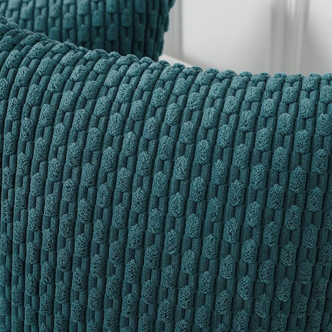 Kevin Textile Soft Corduroy 14"x20" Lumbar Pillow Cover 1 Pack, Teal Blue | Boho Stripe Plush Corduroy Decorative Oblong Cushion Cover Modern Farmhouse Home Decor for Sofa Couch Bed Chair