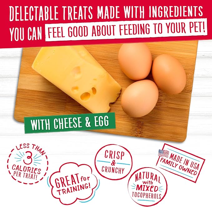 Charlee Bear Original Dog Training Treats, Cheese & Egg, 6 oz | Pocket-sized Training Treats, Crunchy Dog Treats, Limited Ingredient Recipe, Under 3 Calories per Treat, Made in USA