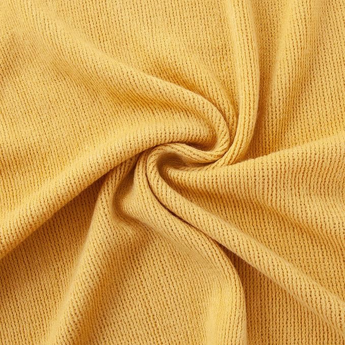 Vonty Mustard Yellow Knitted Throw Blanket with Tassels, 50x60 Acrylic | Super Soft And Lightweight, Year-Round Cozy Warmth, Farmhouse Decorative Style, Machine Washable, for Couch, Sofa or Bed