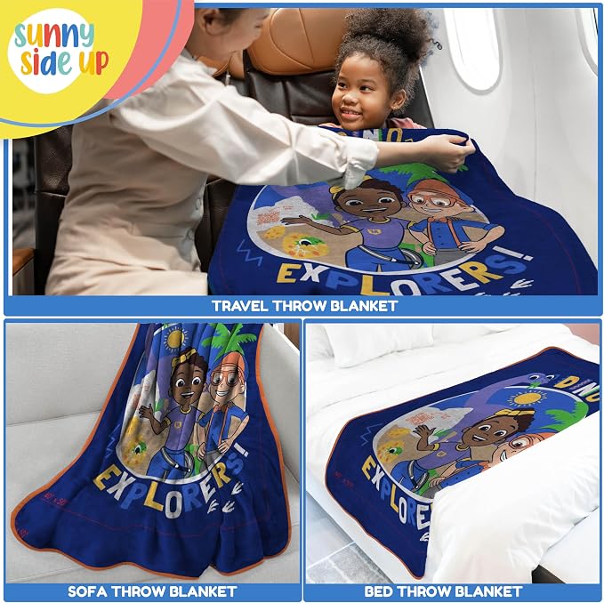 Sunny Side Up Kids Plush Throw Blanket – Soft & Comfy Throw for Couch or Bed – Cozy Home Décor for Living Room & Bedroom, Blue - Blippi, 40x50 - Travel Blanket