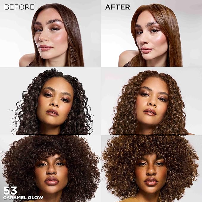 L'Oreal Paris Feria Multi-Faceted Shimmering Permanent Hair Color, High Intensity Hair Dye for 3X Highlights, 53 Caramel Glow, 1 Kit