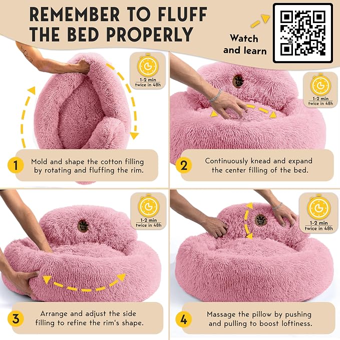 PetJett XL Dog Beds for Large Sized Dog - 45'' Extra Large Dog Bed, Anti-Slip & Washable Super Soft Round Donut Bed, Fluffy Faux Fur Anti-Anxiety Premium Comfort Pet Bed, Fits Dogs up to 120 lbs