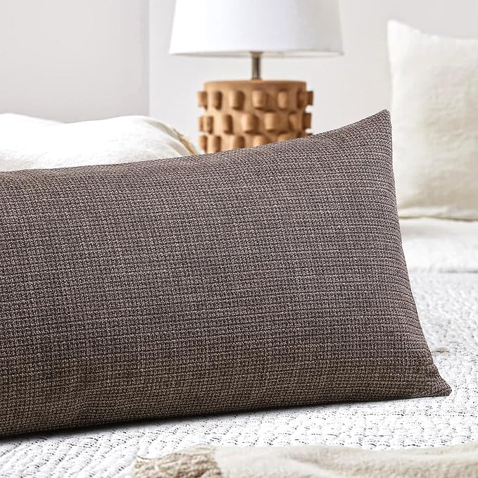 OTOSTAR Linen Throw Pillow Cover Set of 1 Decorative Long Lumbar Pillowcase Rectangle Cushion Cover 14x36 Inch for Home Decor Sofa Bedroom Car 35 x 90CM Dark Brown