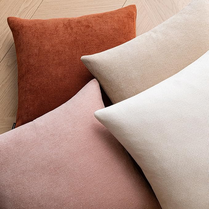 a moment Fall Decorative Throw Pillow Covers Pack of 2,26x26 Inch Rust | Twill Chenille Cushion Covers for Sofa Living Room Couch Bed