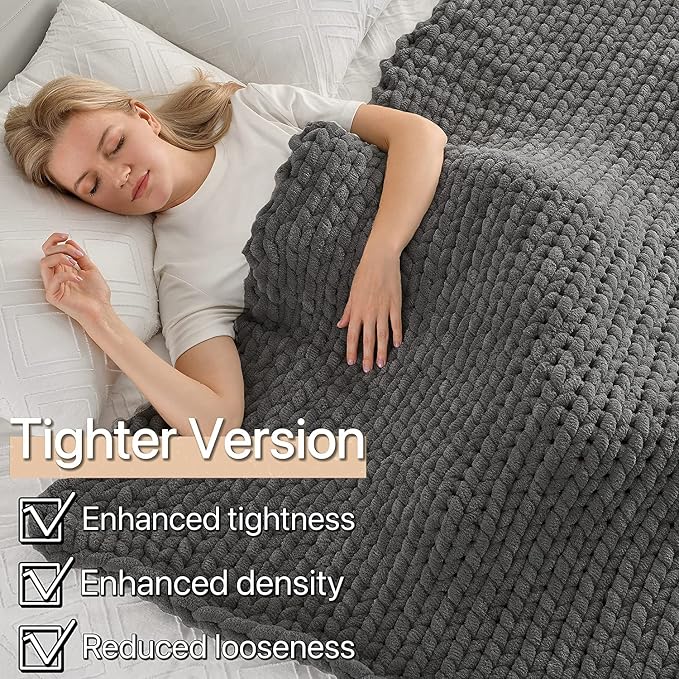 Maetoow Tighter Version Chenille Chunky Knit Blanket Throw,60×80,Dark Grey