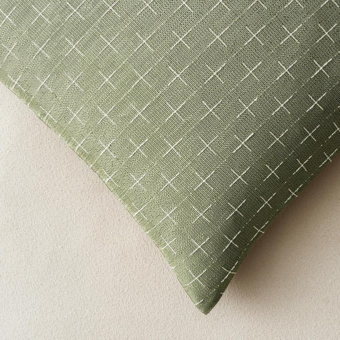 MIULEE Pack of 2 Decorative Burlap Linen Spring Throw Pillow Covers Farmhouse Pillowcases Modern Rustic Woven Textured Cushion Cover for Sofa Couch Bed 20x20 Inch Sage Green