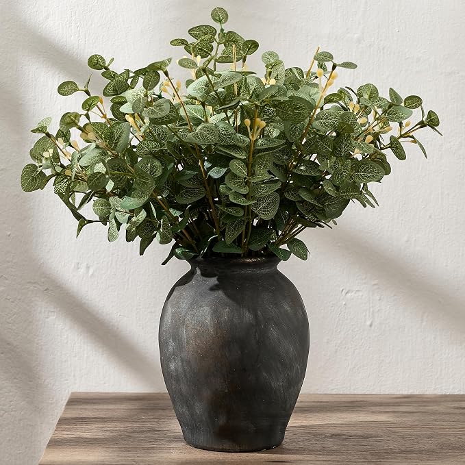 5.94" Ceramic Vase for Home Decor, Decorative Terracotta Farmhouse Rustic Vases for Living Room Kitchen Bedroom Bathroom Entryway Mantel Table, Pottery Vases for Grass Pampas Dried Fresh Flowers