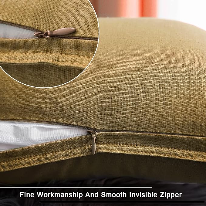 Jeanerlor 20"x20" Pillowcase Green Cousion Cover Decor Cotton Linen with Unique Design to Embellish Garden/Office/Chair/Bed/Couch,(50 x 50cm), Earth Yellow