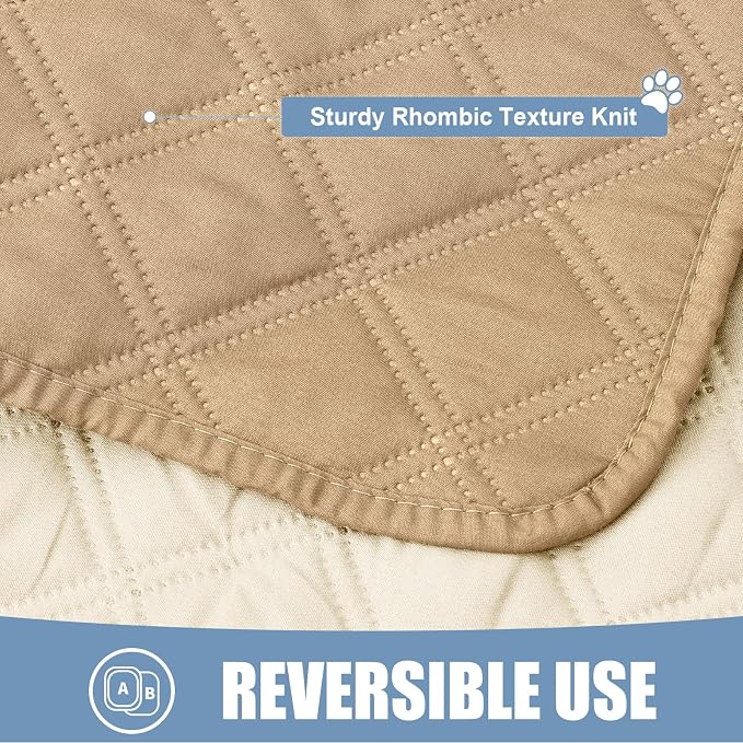 Smiry Waterproof Reversible Pet Couch Covers for Dogs | Pet Friendly, Soft Fabric, Washable Sofa Furniture Protector for Dogs Cat Kids, Checkered (40"x40", Camel/Beige)