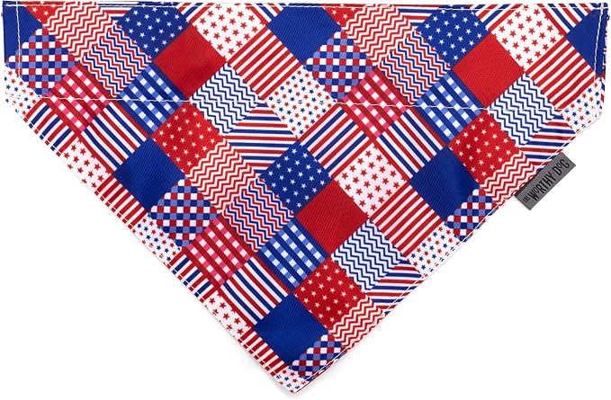 THE WORTHY DOG Slide-On Printed Bandana for Dogs & Cats, Americana
