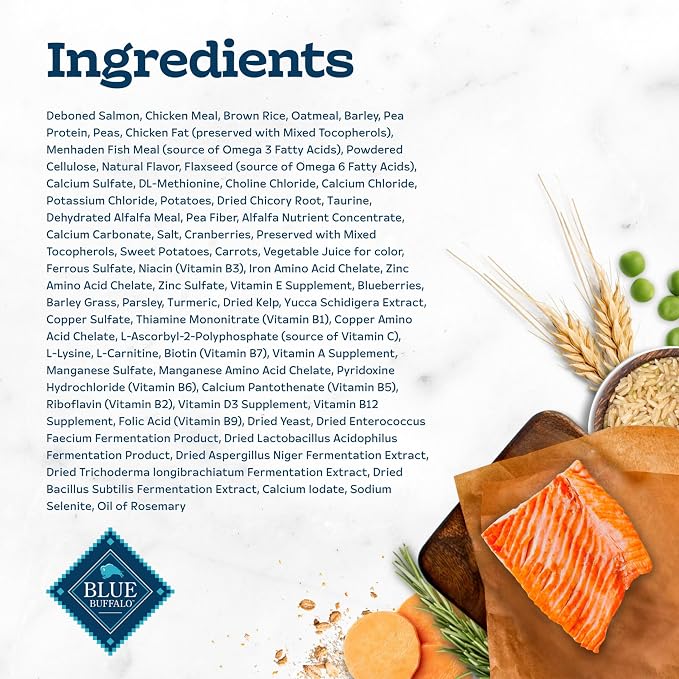 Blue Buffalo Tastefuls Salmon Adult Indoor Dry Cat Food, 3 lb | Chicken & Brown Rice Recipe, Antioxidant-Rich LifeSource Bits, No Corn, Wheat, or Soy