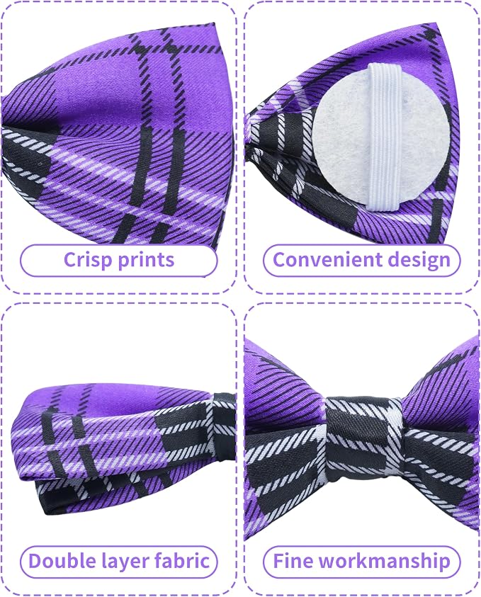 PET SHOW 8 Pack Plaid Dog Bowties for Large Dogs Slide on Collar