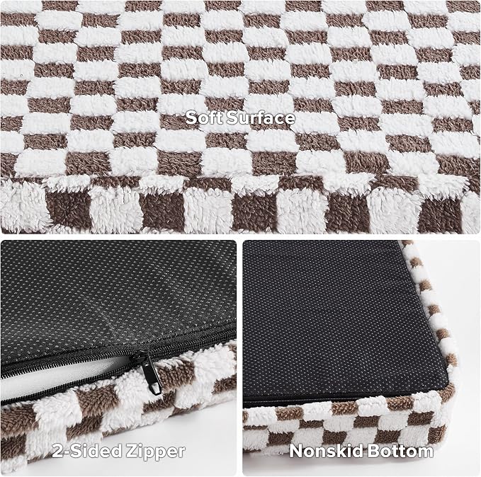 JOEJOY Dog Bed for Large Dogs, XLarge Orthopedic Dog Bed with Removable Washable Cover, Cute Modern Plush & Memory Egg Crate Foam Dog Bed, 42 x 28 inch, Cofffee