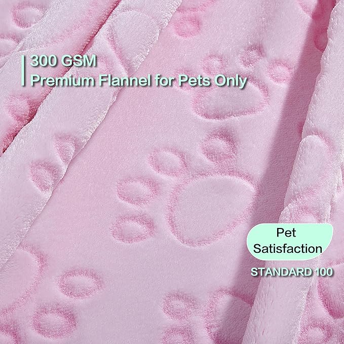 Stuffed Premium Soft Dog Blanket, with Flannel Pink Cute Paw Print, Cat Blanket Puppy Supplies Dog Products Stuff Essentials(Pink 32x40 inches)