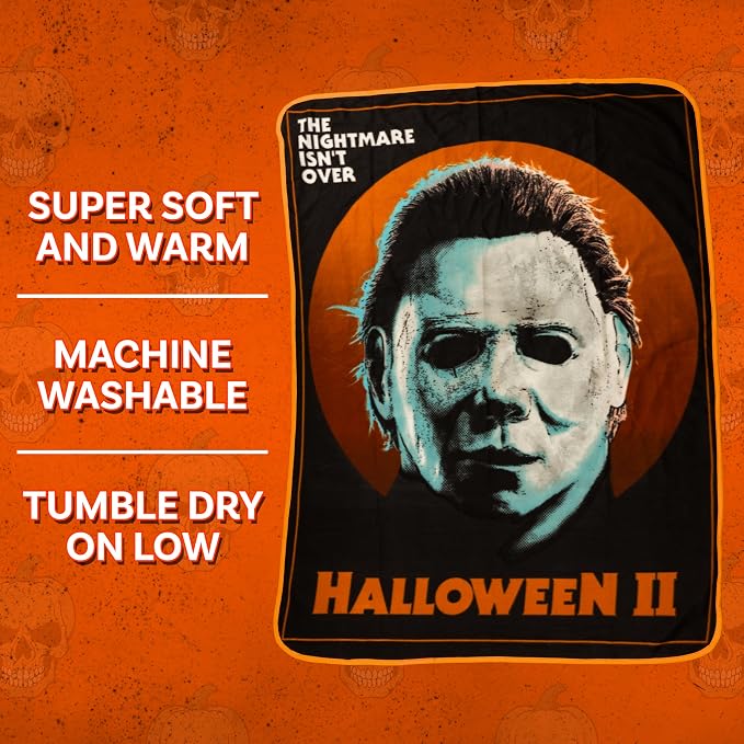 Silver Buffalo Halloween II, Fleece Throw Blanket, 45x60in | The Nightmare Isn't Over, Soft and Cozy, 180 GSM