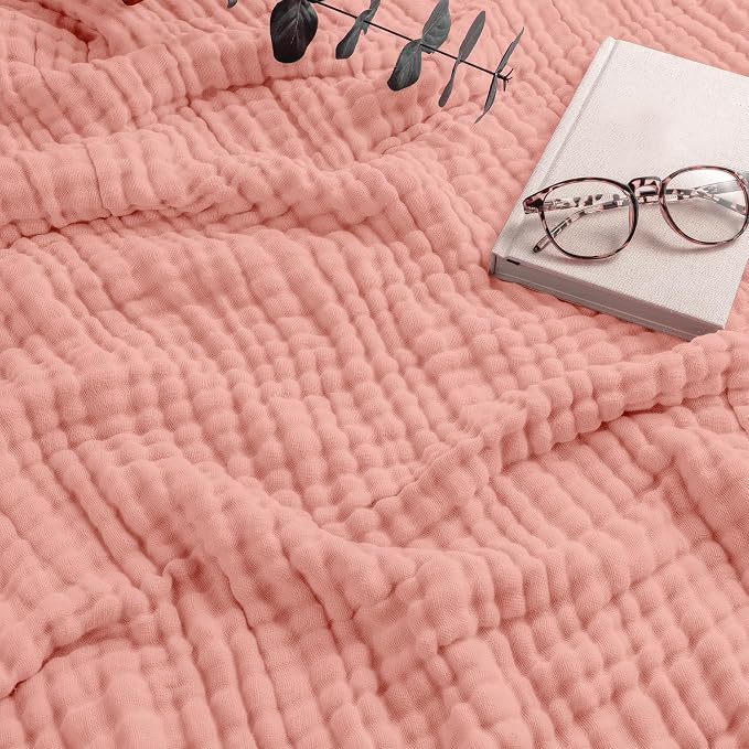 Comfy Cubs Adult Muslin Blanket 50x60” Throw Swaddle Blankets, Bold Blush | 6 Layer Soft, Breathable & Lightweight Muslin Adult Blanket - Machine Washable & Designed in the US Bedding for All Seasons