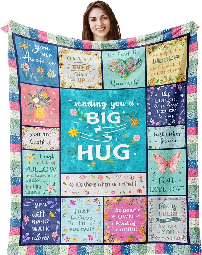 Butonus Get Well Gifts for Women After Surgery, Thinking of You Inspirational Encouragement Feel Better Gifts for Women, Knee Post Surgery Recovery Blanket for Woman, Hug Healing Blanket 60x50in