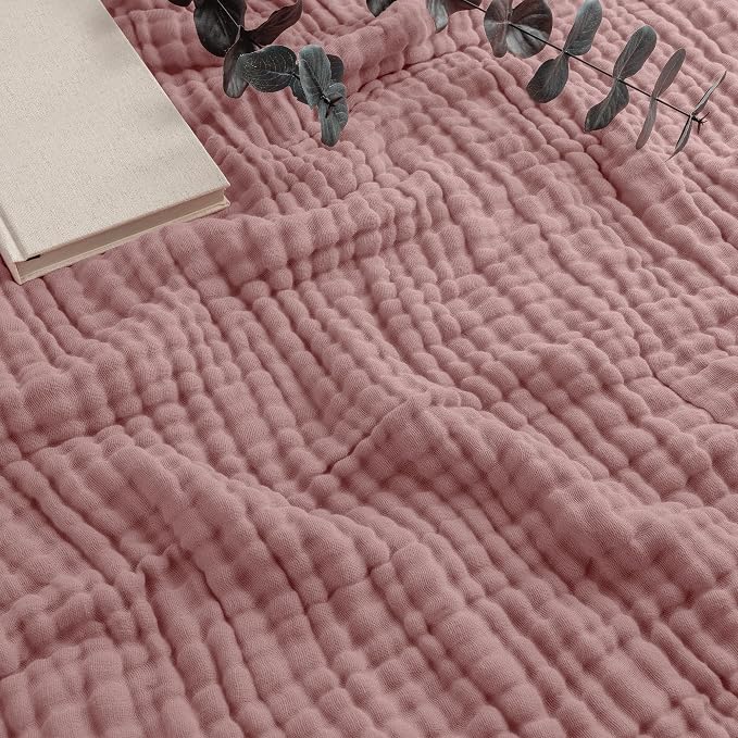Comfy Cubs Adult Muslin Blanket 108x90” King Swaddle Blankets, Mauve | 6 Layer Soft, Breathable & Lightweight Muslin Adult Blanket - Machine Washable & Designed in the US Bedding for All Seasons